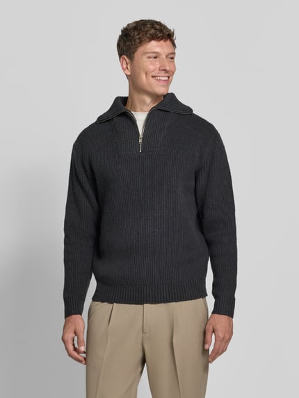 Lindbergh Oversized Strickpullover mit Baumwoll-Anteil Black 4