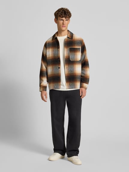 JACK & JONES Regular Fit Hemdjacke mit Brusttasche Modell 'ZAC' Beige 1