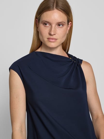 BOSS regular fit blouse met korte mouwen van viscosemix model 'BANNEA' Marineblauw - 3