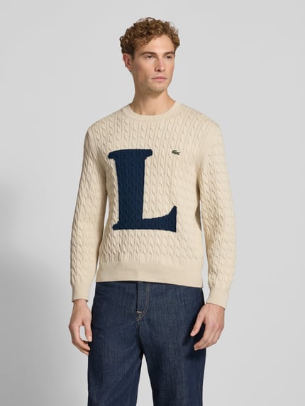 Lacoste Regular Fit Strickpullover aus Baumwoll-Mix  Offwhite 4