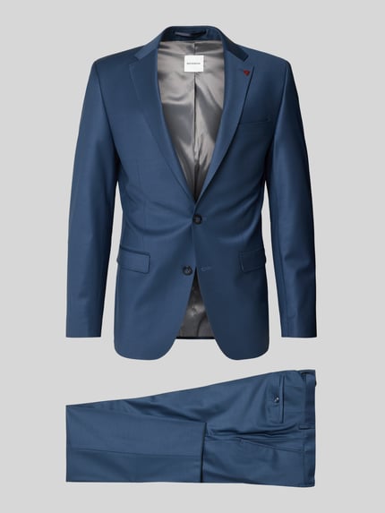 Produktfoto, Slim Fit 2-Knopf-Sakko mit Pattentaschen von Roy Robson in Blau, Material-Mix mit Stretch, klassische Form, glatte Textur