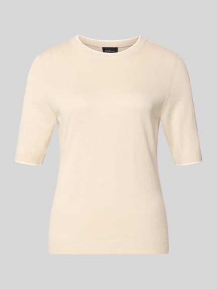 s.Oliver BLACK LABEL regular fit t-shirt van mix van katoen en modal Beige - 2