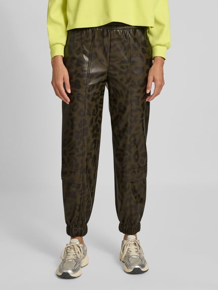 Marc Cain Hose in Leder-Optik mit elastischem Bund Khaki 4