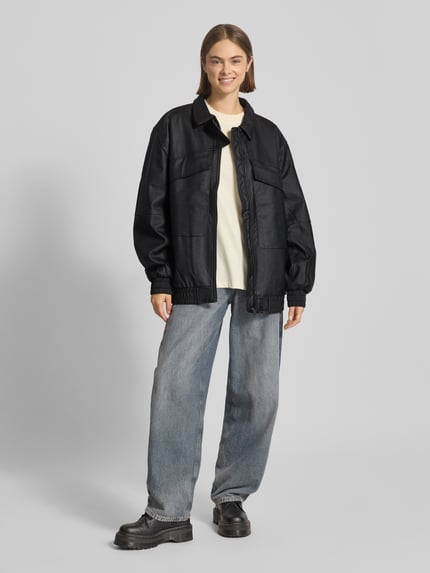 Karo Kauer Kurtka o kroju oversized z imitacji skóry Czarny 1