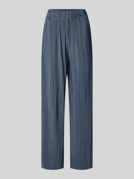 Produktfoto, Wide Fit Stoffhose in Plissee-Optik Modell 'Uma' von Samsøe Samsøe im Elastischer-Material-Mix, dunkelblau, Elastischer Bund