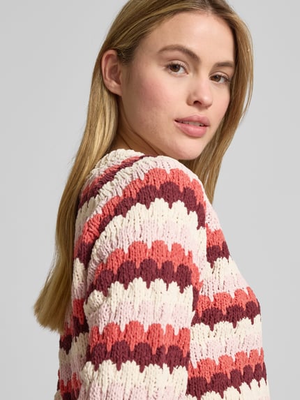 FREE/QUENT Sweter z dzianiny z okrągłym dekoltem model ‘NEZZY’ Czerwony 3