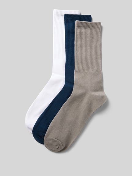 JACK & JONES Skarpety z elastycznymi, prążkowanymi ściągaczami w zestawie 3 szt. Granatowy 1