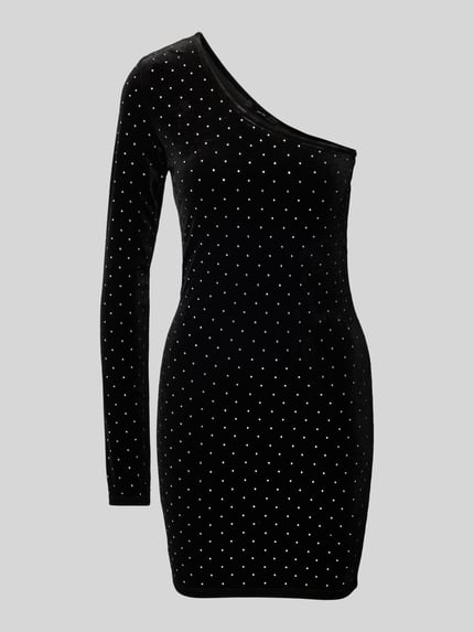 MANGO Minikleid mit Ziersteinbesatz und One-Shoulder-Träger Black 2