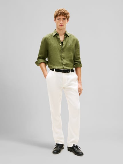 Tommy Hilfiger Koszula casualowa o kroju regular fit z czystego lnu Khaki 1