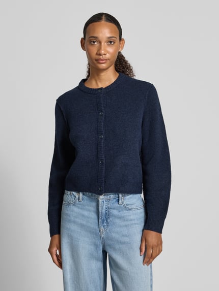 Oui Strickjacke mit Rundhalsausschnitt und Knopfleiste Marine 4