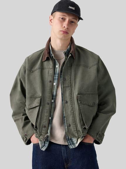 Levi's® Relaxed Fit Jeansjacke aus reiner Baumwolle Modell 'HILLTOP' Oliv 1