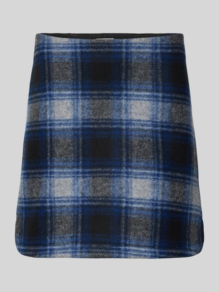 ICHI Minirok in all-over look, model 'WOOLY CHECK' Marineblauw - 2