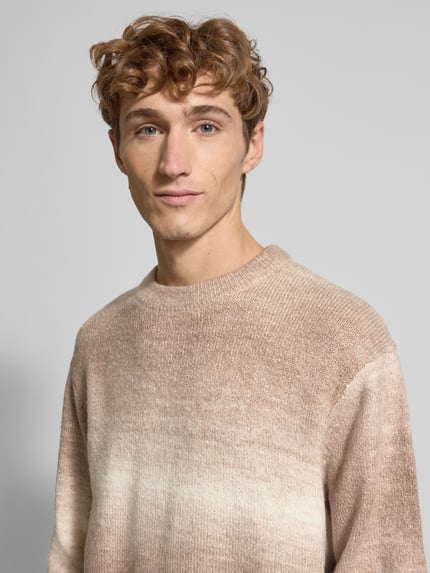 JACK & JONES Strickpullover mit Rundhalsausschnitt Modell 'JORMEADOWS' Beige 3