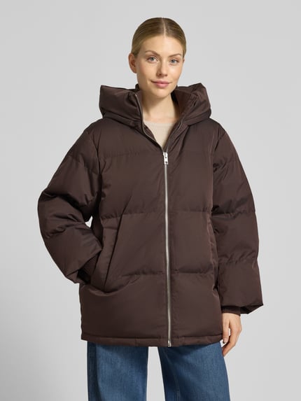 OPUS Loose fit pufferjack met capuchon model 'Hilena' Donkerbruin - 4