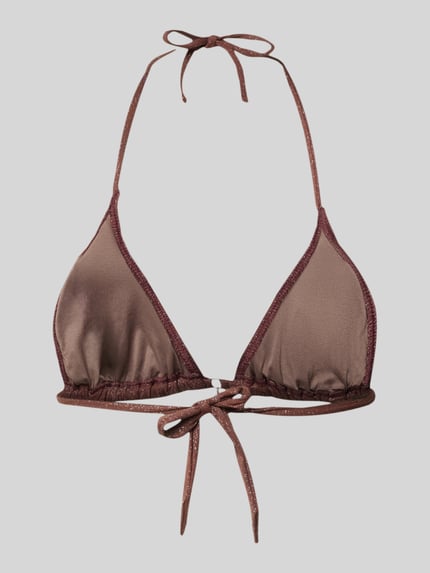 Produktfoto, Schimmerndes Bikini-Oberteil Modell 'CRICO SPARKLESUN' von Banana Moon aus Material-Mix mit Stretch-Anteil, Körpernahe Passform, schimmernde und glatte Oberfläche, braune und glänzende Optik, rückseitige Schnürung, Damen Bikini-Oberteil