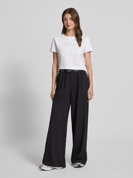 GUESS Activewear wide fit broek met elastische band model 'SELENE' Zwart - 1