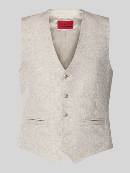 Produktfoto, Weste mit V-Ausschnitt und Paspeltaschen von Wilvorst, mieszanka bawełny, krój slim fit, dekolt w serek, listwa guzikowa, kieszenie z wypustkami, długość tyłu w rozmiarze 50: 60 cm, jasny odcień, subtelna tekstura, klasyczny fason