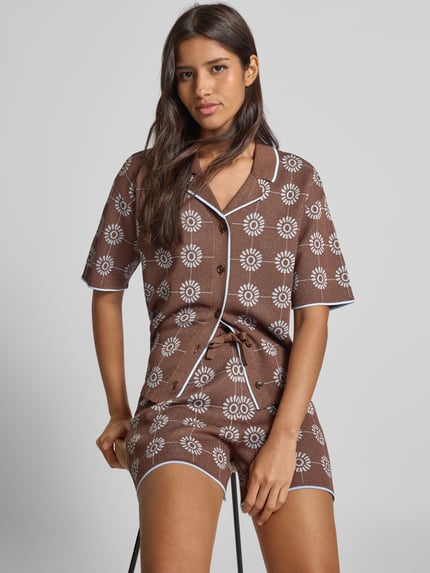 Scotch & Soda Bluzka z dzianiny o kroju regular fit z rękawem o dł. 1/2 Średniobrązowy 3