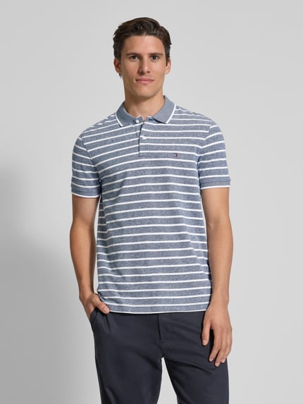 Tommy Hilfiger Koszulka polo o kroju regular fit z mieszanki bawełny i lnu Granatowy 4
