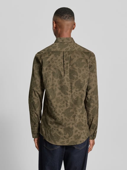 Lindbergh Regular fit vrijetijdsoverhemd van fijn corduroy met button-downkraag Olijfgroen - 5