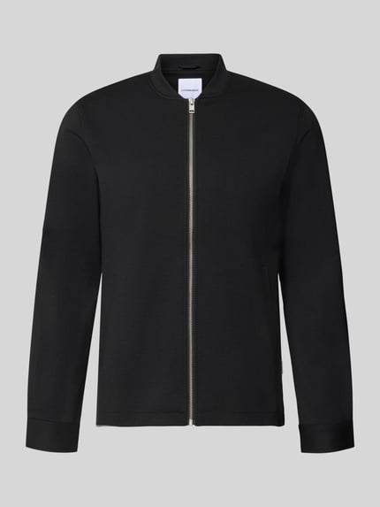 Produktfoto, Slim Fit Sweatjacke mit Stehkragen von Lindbergh, Mieszanka materiałów z dodatkiem streczu, zamek błyskawiczny, wpuszczane kieszenie