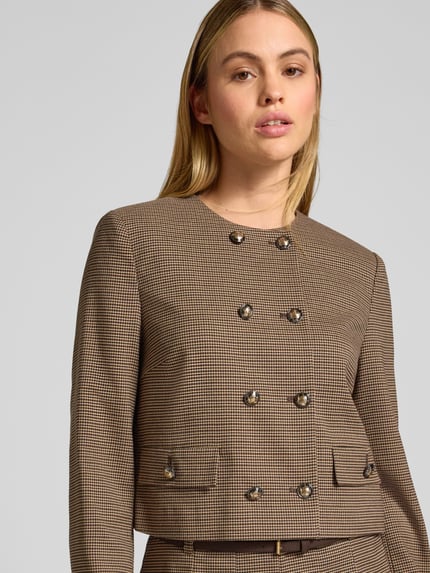 Jake*s Collection Regular fit blazer met viscose en paspelzakken Donkerbruin - 3