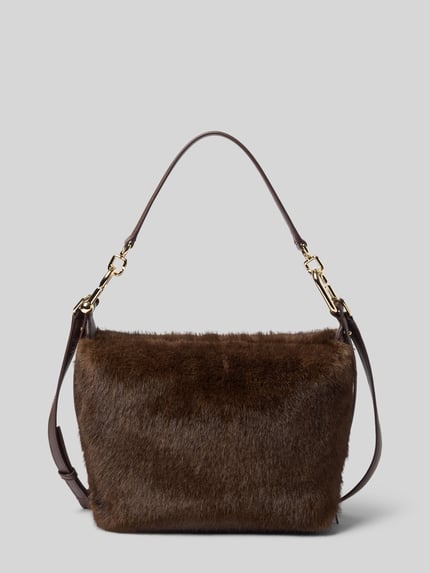 Produktfoto, Hobo Bag aus Kunstfell von FURLA in Braun, rechteckige Form, sichtbare flauschige Textur, abnehmbarer Henkel, Szerokość w rozmiarze 24 cm, długość w rozmiarze 21 cm, głębokość w rozmiarze 10 cm, długość paska 90 cm