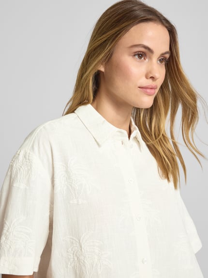 Jake*s Casual Relaxed Fit Hemdbluse mit Strukturmuster Offwhite 3