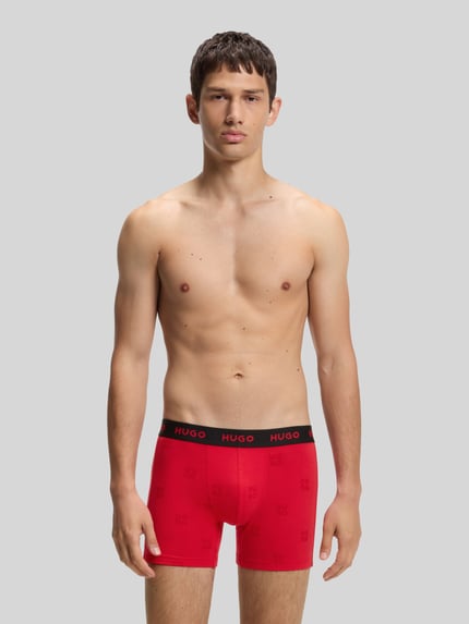 HUGO Pants mit Logo-Bund im 3er-Pack Rot 3