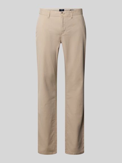 Produktfoto, Kleingemusterte Hose mit Gesäßtaschen von MCNEAL aus Baumwoll-Elasthan-Mix, Slim-Fit, beige, glatte Textur, Herren HOSE