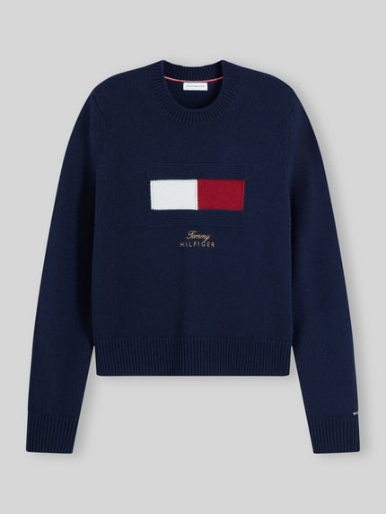 Tommy Hilfiger Pullover aus Wolle Kaschmir mit Logo-Intarsie Marine 2