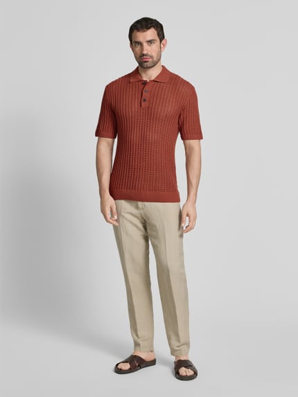 JACK & JONES Premium Poloshirt mit Strukturmuster Modell 'JOEL' Rostrot 1