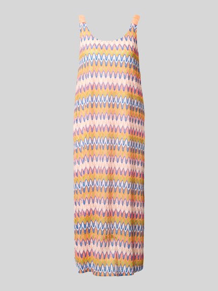 Productfoto, Midikleid mit Zickzack-Muster van Smith and Soul, recht model, zigzagmotief, all-over look, ronde hals, meerkleurig