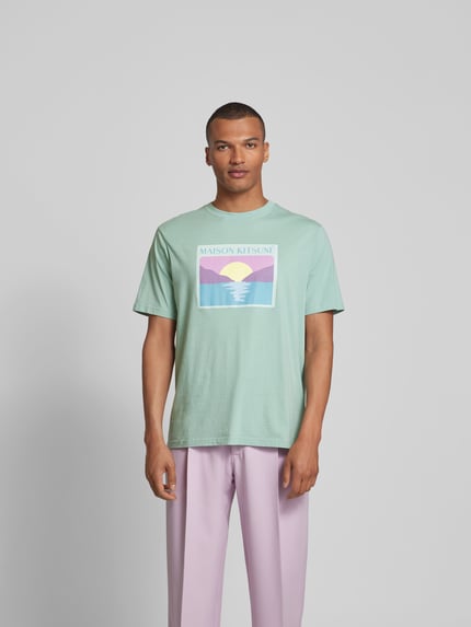 MAISON KITSUNÉ T-Shirt mit Label-Stitching Mint 4
