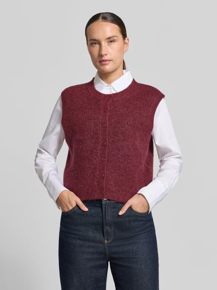 Selected Regular fit bodywarmer van wolmix met alpaca-aandeel model 'LULU' Bordeaux - 4
