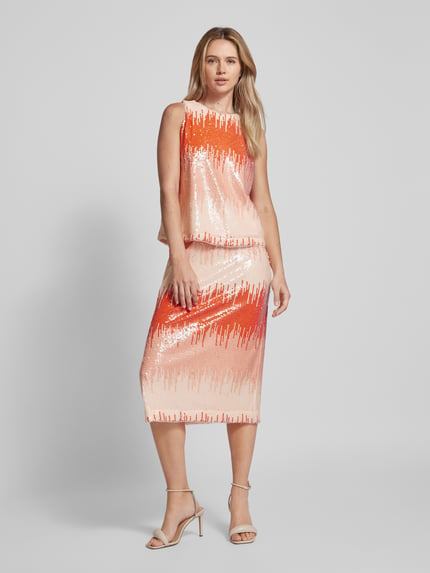 s.Oliver BLACK LABEL Midirok met pailletten en elastische band Rood - 1