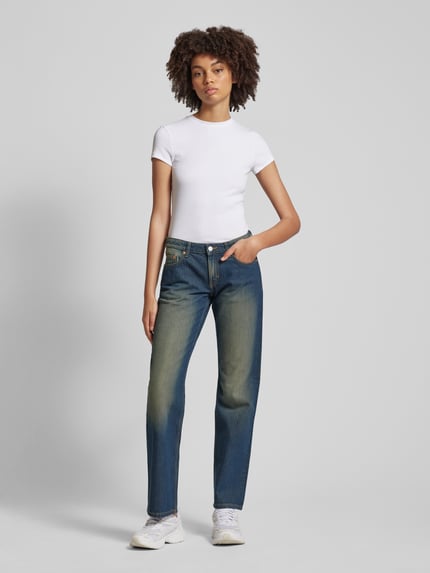 Weekday Straight Fit Jeans im Used-Look Modell 'Arrow' Jeansblau 1