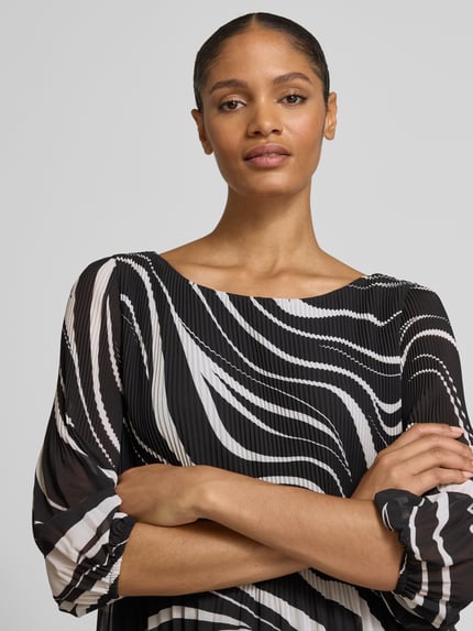 s.Oliver BLACK LABEL Regular Fit Langarmbluse mit Allover-Muster Metallic Black 3