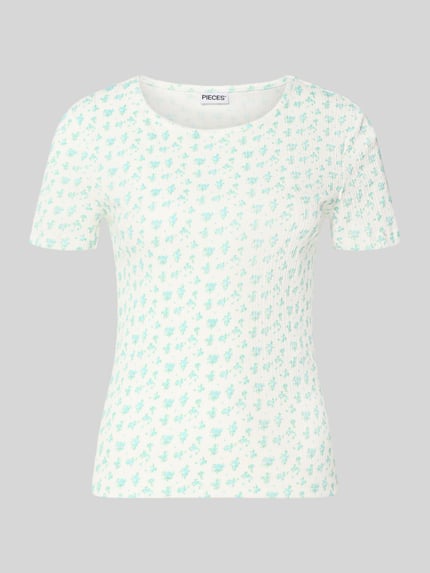 PIECES Slim Fit T-Shirt aus reiner Baumwolle Modell 'TURIEL' Weiss 2
