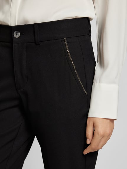 ANGELS Slim fit chino met siersteentjes, model 'LOUISA' Zwart - 3