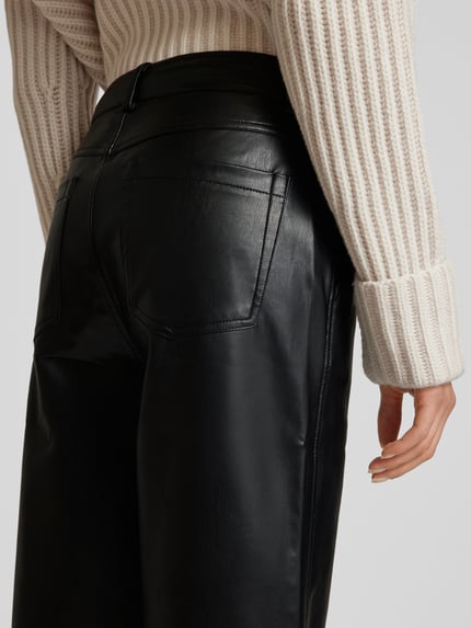 Kaffe Wide Leg Hose in Leder-Optik Modell 'alina' Black 3