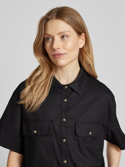 OPUS Relaxed Fit Bluse aus Baumwoll-Mix mit Leinen-Anteil Modell 'Fringo' BLACK 3