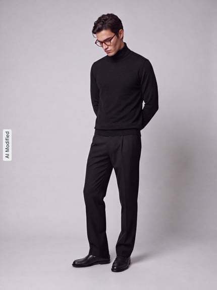 Jake*s Studio Men Regular Fit Rollkragenpullover aus reiner Wolle Black 1