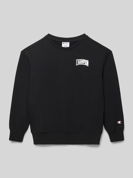 Produktfoto, Regular Fit Poloshirt mit V-Ausschnitt van CHAMPION voor kinderen, katoenmix, effen zwart, polokraag, V-hals, zonder personen.