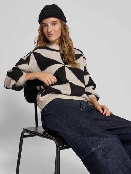 ONLY Regular Fit Strickpullover mit voluminösem Armschnitt Modell 'GEORGINA' Ecru 3