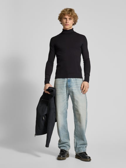 Casual Friday Rollkragenpullover aus Woll-Mix Dunkelgrau 1