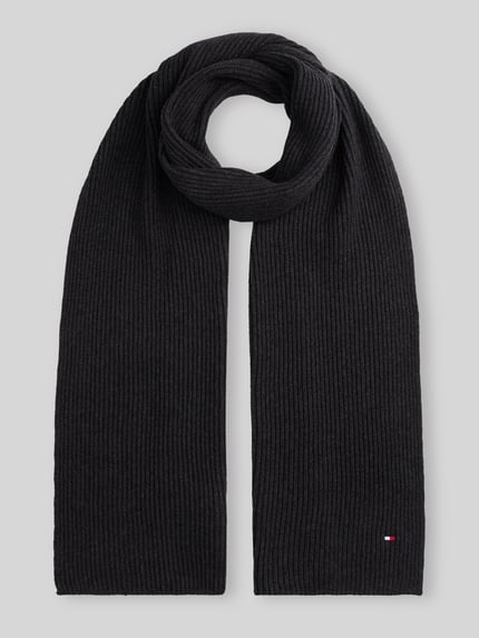 Tommy Hilfiger Schal mit Logo-Detail aus Kaschmir Anthrazit 2