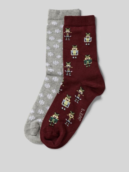 Jake*s Casual Socken im Allover-Look im 2er-Pack Bordeaux 1