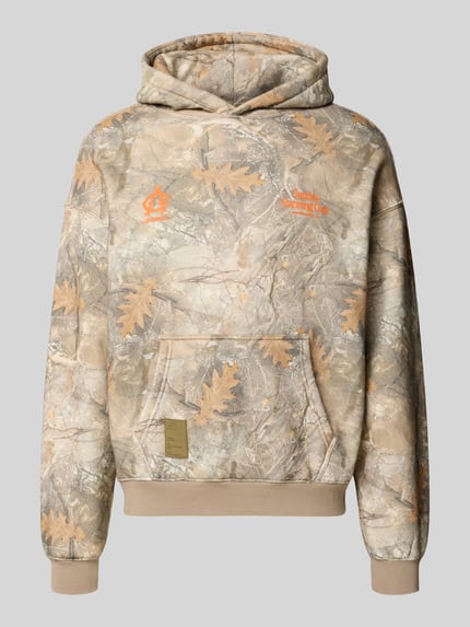 Produktfoto, Hoodie mit Logo- und Motiv-Print von ANOTHER COTTON LAB in Camouflage-Optik, Baumwoll-Mix, Loose fit, Känguru-Tasche, Label-Patch.