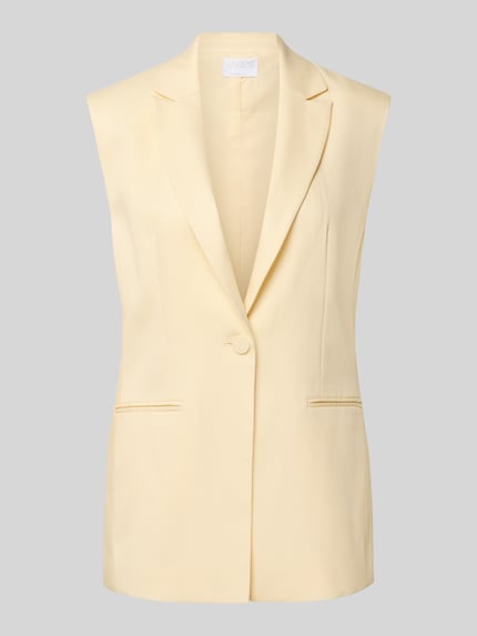 Productfoto, Weste met reverskraag en knoopsluiting van Jake*s Cocktail, lyocellmix met linnen, rechte fit, gele kleur, paspelzakken, ruglengte 68 cm